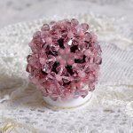 Bague Anémone montée avec des perles Cristal Swarovski, perles de bohème et rocailles Verre